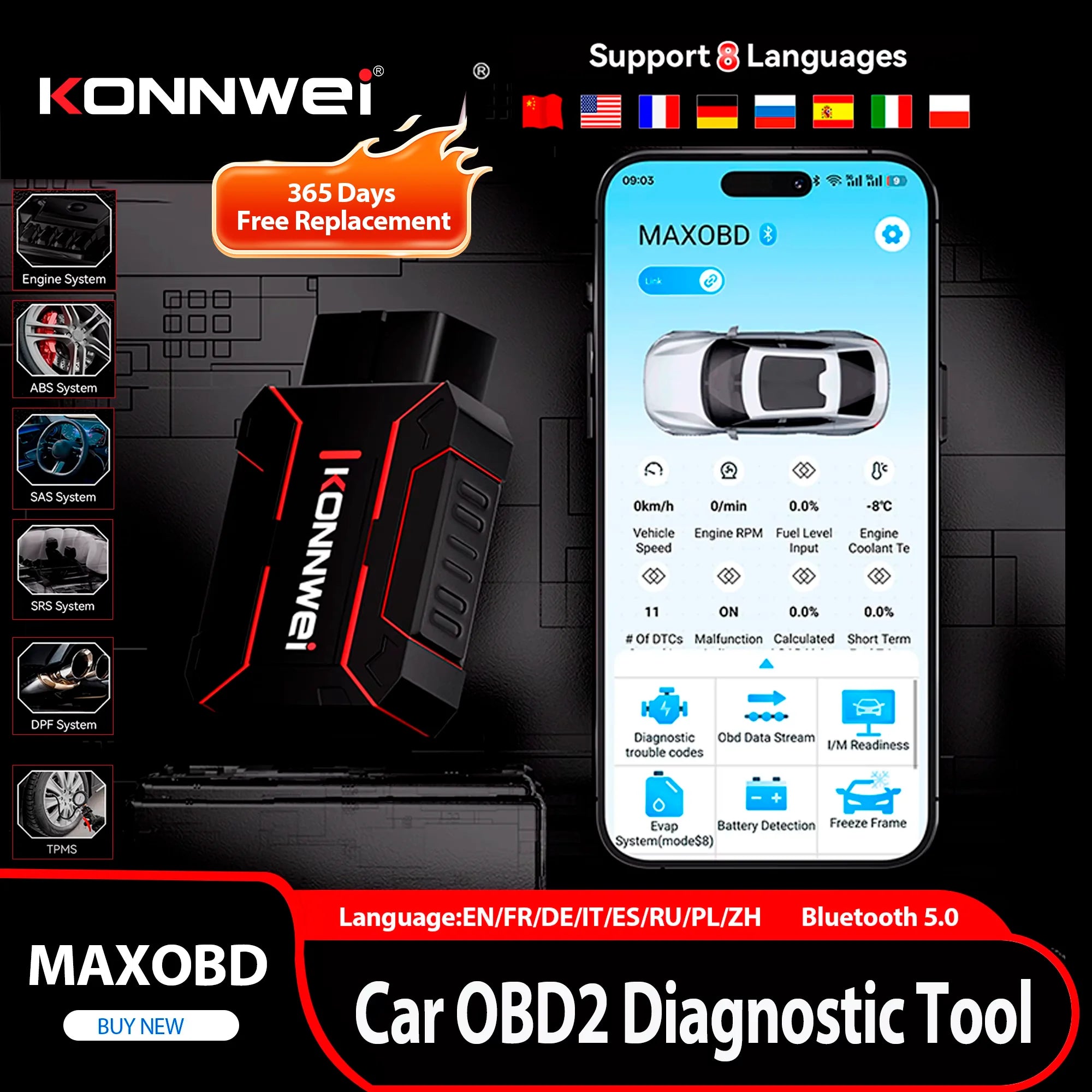 2026  MAXOBD Car OBDII Fault Diagnostic Tool Full System Deep Scan Bluetooth Connection OBD2 Scan Tool